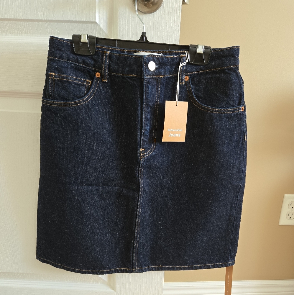 Mona Mid Rise Denim Skirt Color: Ondine - Picture 6 of 9